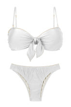 Charger l'image dans la galerie, Product Front: Rio De Sol Ensemble Set Shimmer-White Bandeau-Knot Essential
