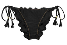 Charger l'image dans la galerie, Product Front: Rio De Sol Bas Bottom Shimmer-Black Frufru-Comfy

