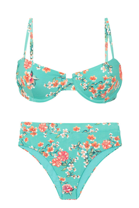 Product Front: Rio De Sol Ensemble Set Botanic Balconet Hotpant-Cos