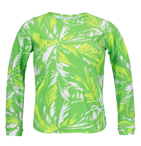 Product Front: Rio De Sol Haut Top Green-Palms Rash-Guard